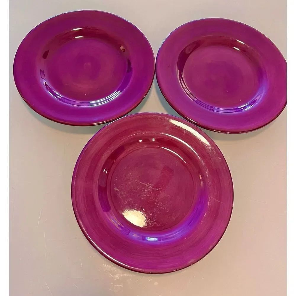 Corsica Home 11 1/4 Dinner Plate Hand Painted Eggplant/Purple Set Of 2
